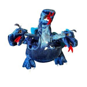 Folkmanis 3 Three Headed Blue Dragon Puppet 12" Therapy Stuffed Animal Fantasy